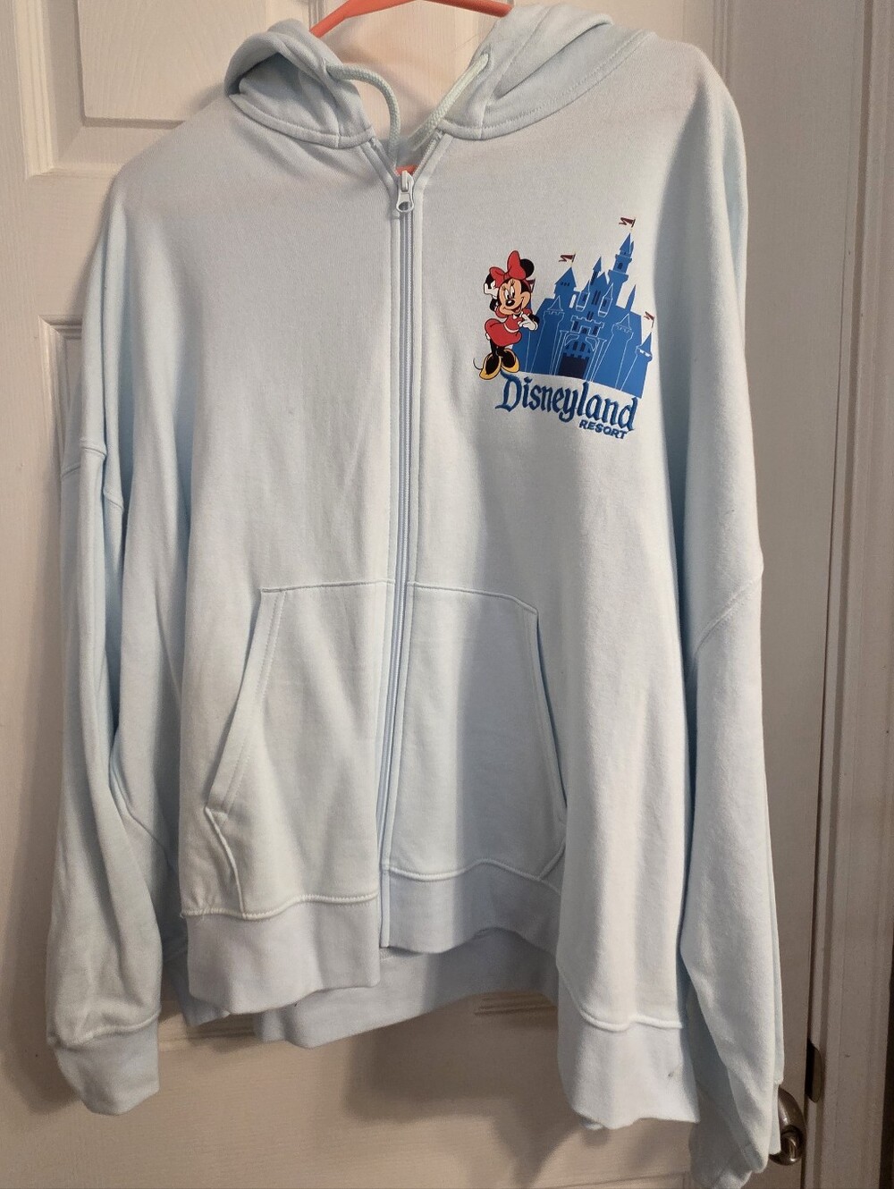 Disney Parks, Disneyland Light Blue Minnie Mouse Zip-Up Hoodie, Womens 1X NWT